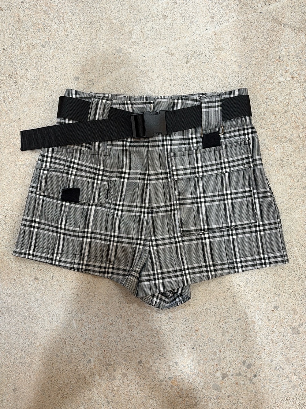 I.AM.GIA Harper Plaid Cargo High-Waisted Shorts